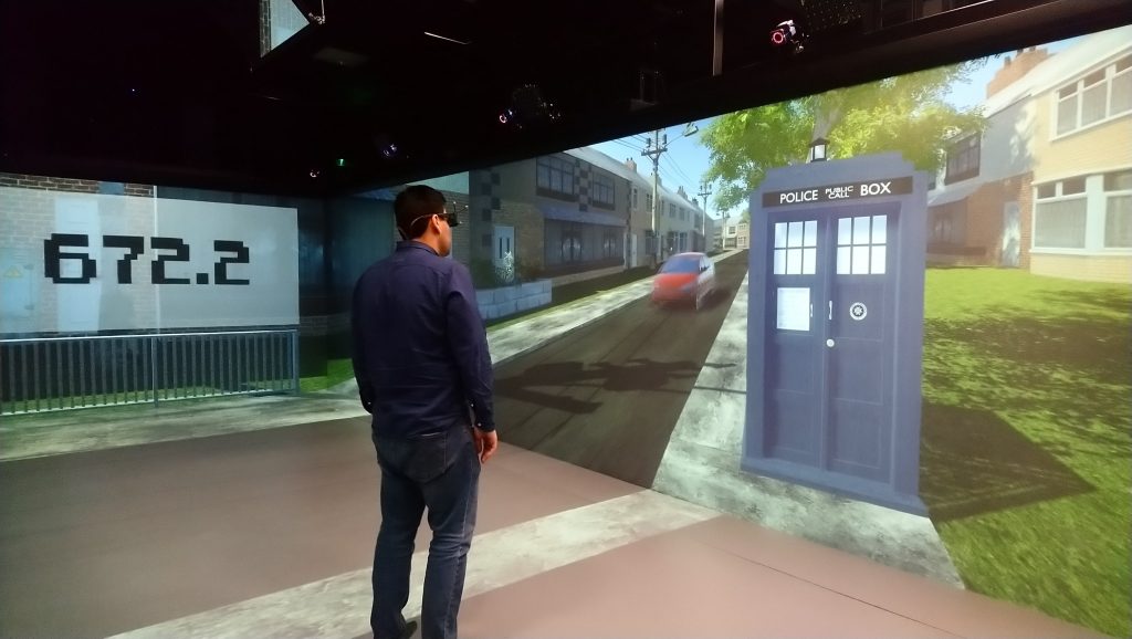 user experiencing HIKER lab via virtual reality headset